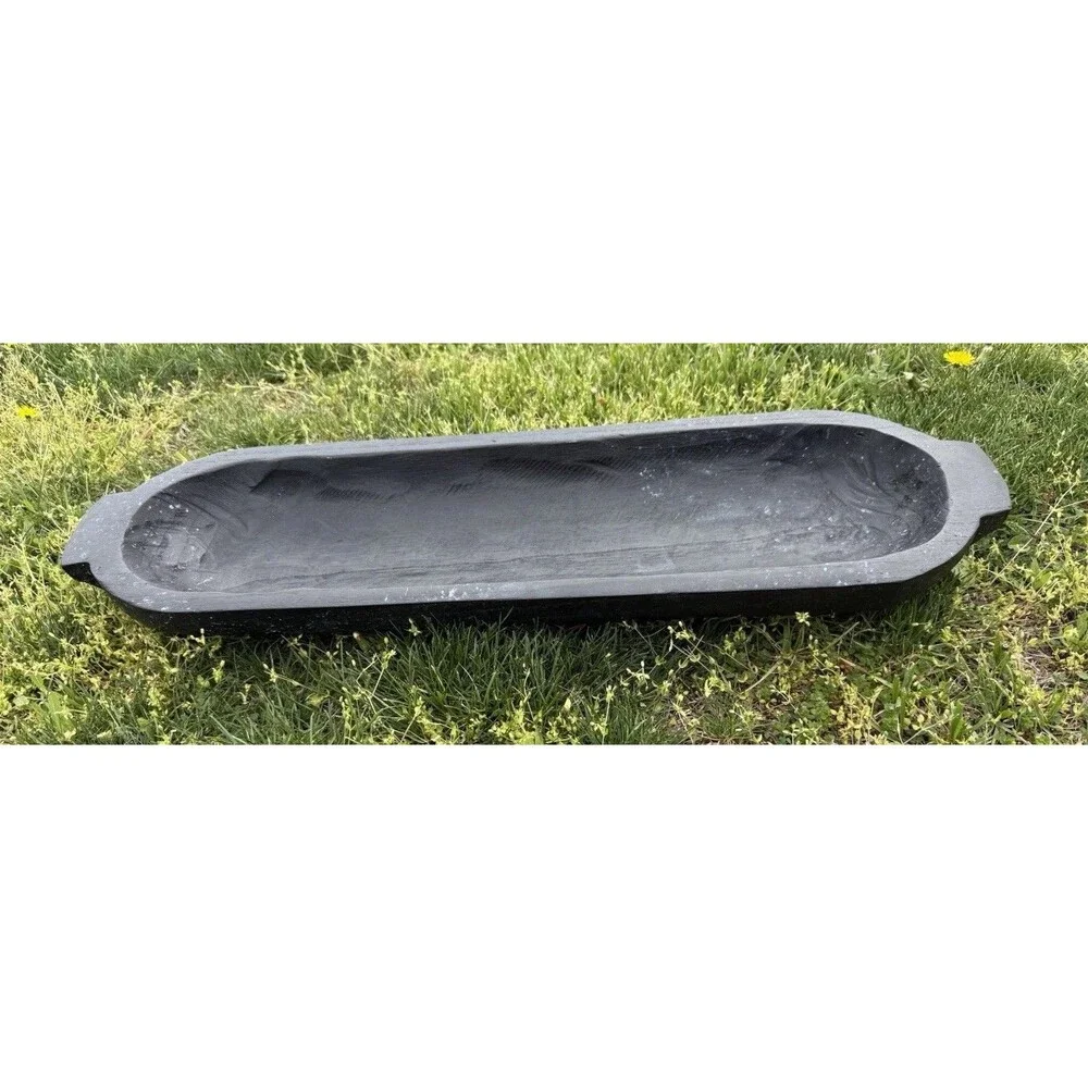 Small Rustic Baguette-Batea-Primitive-5-6W x 18-20L-Candle Pour-Dough Bowl-Black